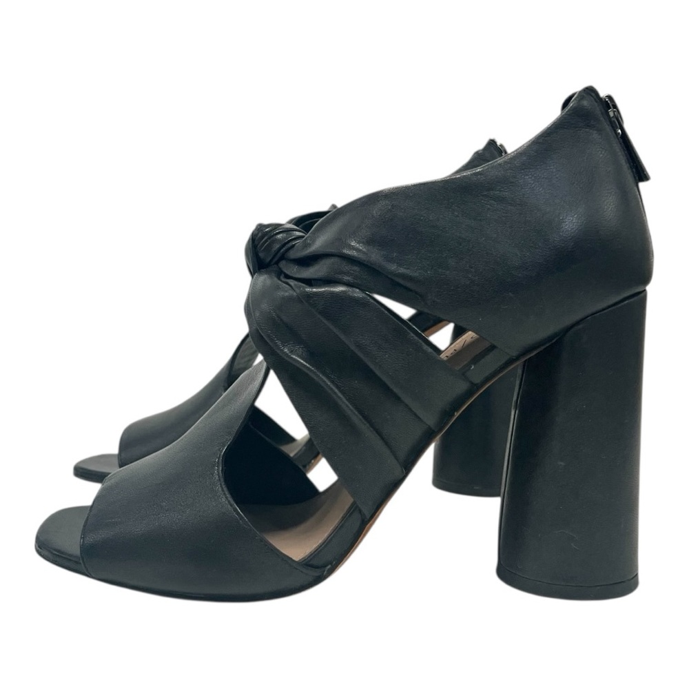 Donald J. Pliner Bailey Black Leather Peep Toe Cylinder Heels Women’s 8.5 - Picture 2 of 13